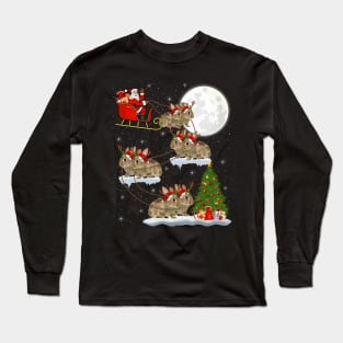 Funny Xmas Lighting Tree with Santa Rides Bunny at Christmas Long Sleeve T-Shirt